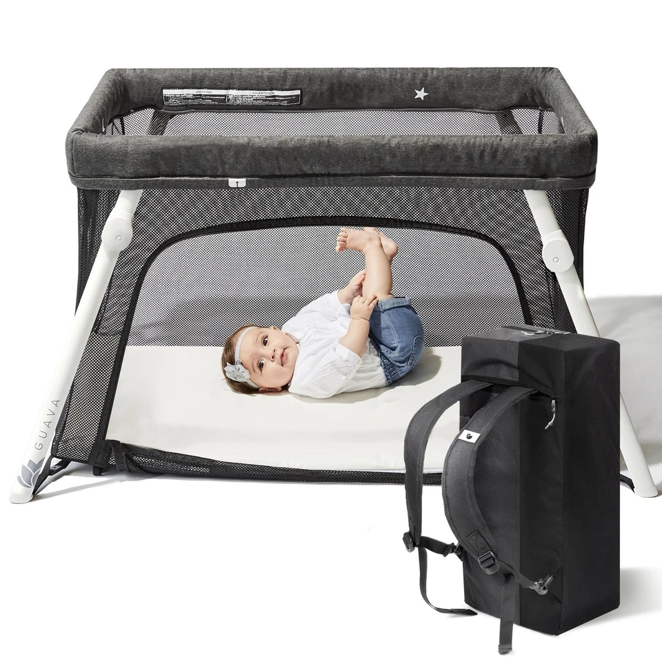 Guava Lotus Travel Crib Portable Baby Play Yard with Mattress & Backpack - Image 1 of 4