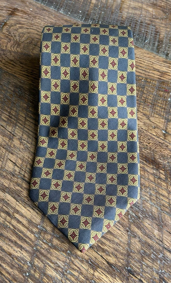 Corbata de seda de lujo COACH para hombre 100 % seda italiana 57" de largo azul marino geométrica hecha en EE. UU. Foto 1 de 4