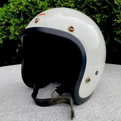 Casco de moto Bell R-T vintage años 70 7 5/8 61 cm blanco Foto 1 de 4