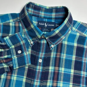 Camisa informal Ralph Lauren Blake azul a cuadros para hombre XL manga larga con botones - Imagen 1 de 7