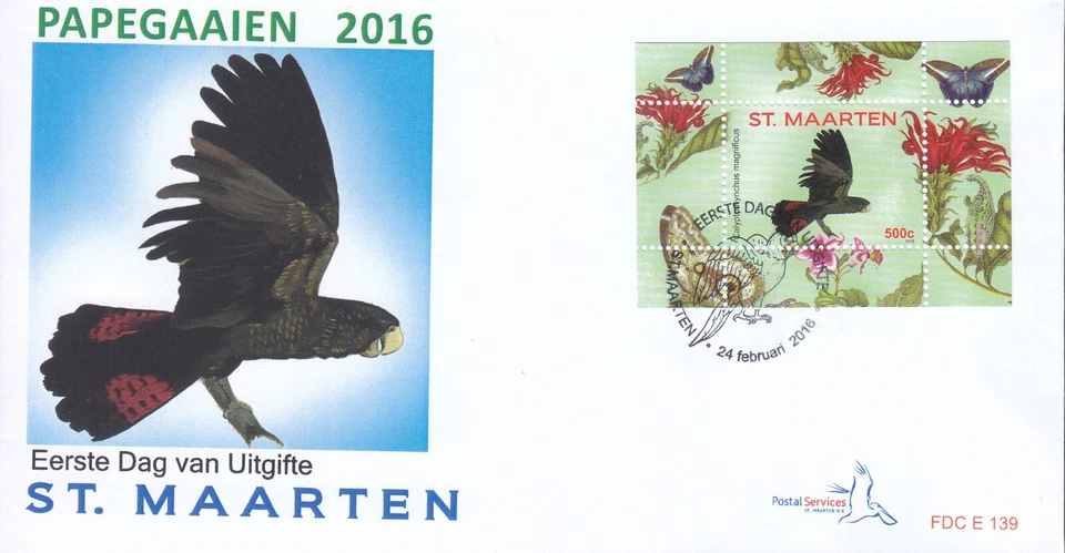 圣马丁发行 FDC 2016 (139) 鸟类 - 鹦鹉 — 第 1/1 张图片