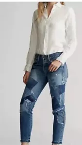 Pantalones de mezclilla Polo Ralph Lauren para mujer 26 azul The Avery Boyfriend parche B - Imagen 1 de 14