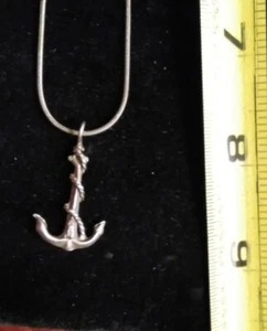 Vintage Sterling Silver Nautical Rope Wrapped Anchor Pendant w Chain reg $50 - Picture 1 of 6
