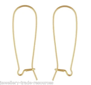 14ct Yellow Gold Filled Earring Ear Dropper Hook Wires 34mm x 12mm - Picture 1 of 1