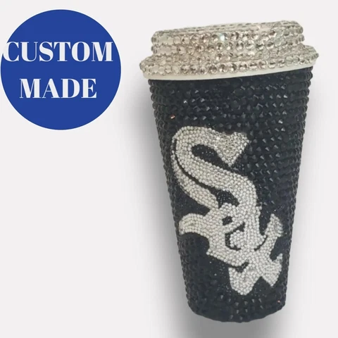 RARE Chicago White Sox Rhinestone 16Oz One of a Kind Hand Made Tumbler NEW !!! Cover