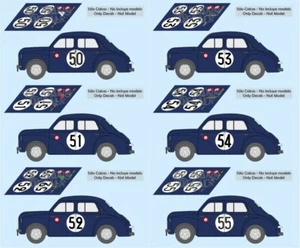 Decals Renault 4-4 4CV Le Mans 1951 1:32 1:43 1:24 1:18 64 87 slot calcas - Picture 1 of 7