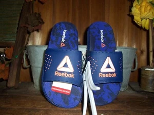 REEBOK BOYS SPORTS SLIDE SANDALS SHOES SIZE 3 BLUE ATHLETIC POOL BEACH BASKETBAL - Picture 1 of 1