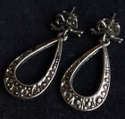 Vintage EARRINGS Bow With MARCASITE Tear Drop HIGH TEA Bridal Jewellery