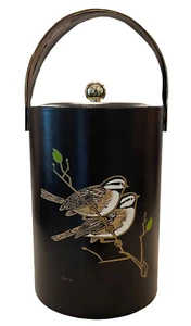 Cubo de hielo de vinilo MCM Couroc vintage con tapa 12” de alto vajilla pájaros mediados de siglo - Imagen 1 de 11