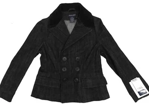 NEW $275 Polo Ralph Lauren Girls Peacoat Jacket!  7 or 10  Black Stretch Denim   - Picture 1 of 2