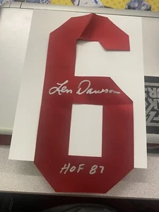 Len Dawson Autographed 12 Inch Jersey Number Kansas City Chiefs Rare H996 - Picture 1 of 3