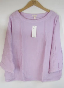 Top de algodón con flecos de gasa suave 1X Eileen Fisher Plus $188 nuevo con etiquetas - Imagen 1 de 4