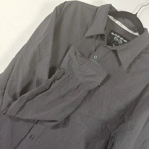 Camisa de vestir gris con botones manga larga grande a rayas Quiksilver para hombre - Imagen 1 de 20