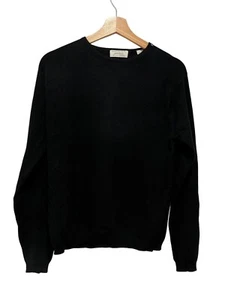 Suéter para mujer Lord & Taylor negro de dos capas de cachemir cuello redondo suave cálido tejido - Imagen 1 de 8