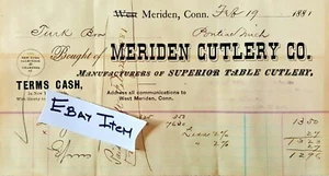 1881 BILLHEAD Connecticut MERIDEN CUTLERY COMPANY manufacturers superior table - Picture 1 of 1