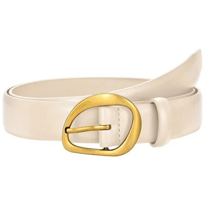 Cinturón de cuero para mujer para pantalones vaqueros, cinturón de cintura de vestido de moda con hebilla dorada Foto 1 de 4