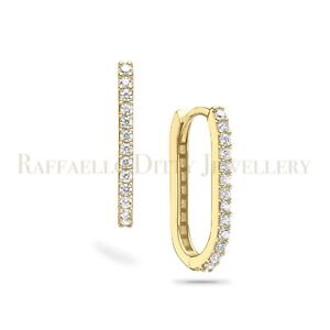 Real 14k Yellow Gold Round Cut Zircon Gemstone Hoop Earrings Gift for Mom
