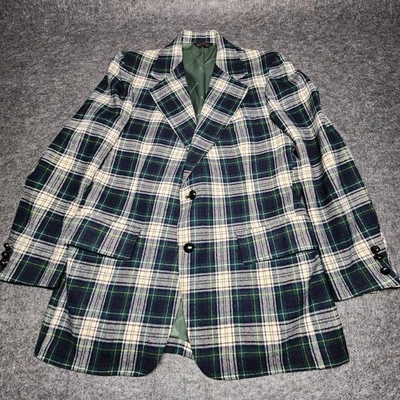 Pendleton винтажный мужской зеленый синий Tartan клетку Virgin шерсти Blazer спортивное пальто 40 США - Изображение 1 из 4