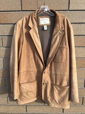 Orvis Leather Bandera Brown Suede Blazer Jacket Mesh Line Sz 46 - Image 1 of 4