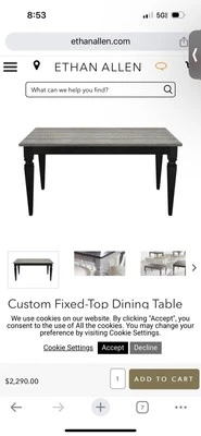 Ethan Allen Custom Fixed Top Table - Image 1 of 4