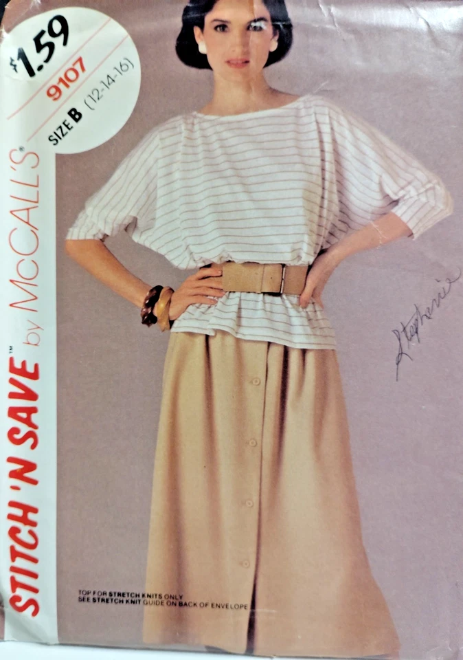 Stitch N Save McCall's 9107 Skirt T Shirt Sewing Pattern Ladies 12 14 16 UC Knit - Image 1 of 4