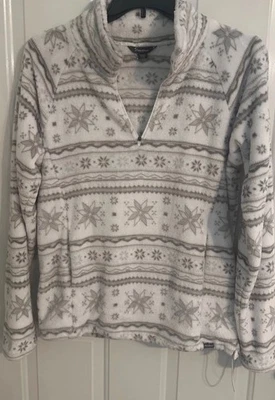 Jersey Eddie Bauer Mujer XL Extra Grande Blanco Gris Fair Isle 1/4 Cremallera Foto 1 de 4