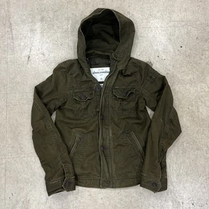 Vintage Abercrombie Sentinel Jacket Kids Military Youth XL Green Zip Canvas - Picture 1 of 5