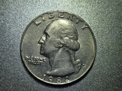1982 P Washington Quarter. Filled In Mint Mark Error & Date On Rim. Hard Strike. - Image 1 of 4