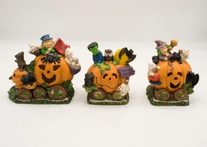 De Colección 3 Piezas Halloween Cerámica Calabaza Tren Duende Express Boo Brigada SIN LUCES - Imagen 1 de 20