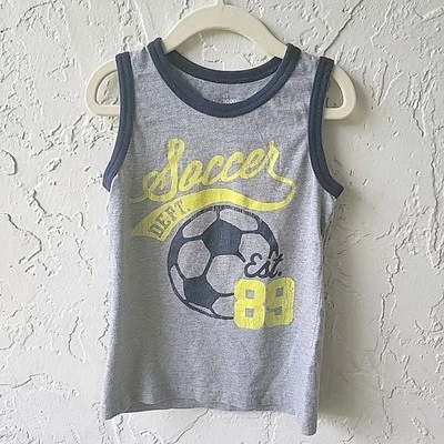 Childrens Place Tank Top Gray Soccer Ball Graphic Toddler Boy 3t Sleeveless Tee  - Image 1 of 4