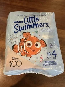 HUGGIES LITTLE SWIMMERS DISPOSABLE SWIM PANTS DIAPERS SIZE 4 LITTLE NEMO 24-34LB - Picture 1 of 1