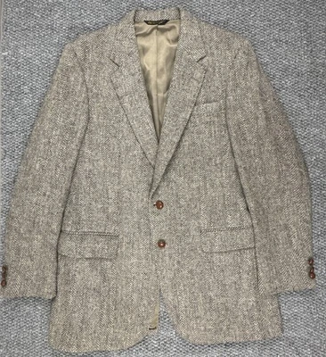 Blazer Harris Tweed Vintage Masculino 42 Marrom Lã Espinha de Arenque Fabricado na Escócia Anos 80 - Imagem 1 de 4