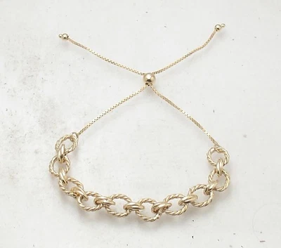 Brazalete Bolo Ovalado Torcido Ajustable Technibond Chapado en Oro Amarillo 14K Plata Foto 1 de 4