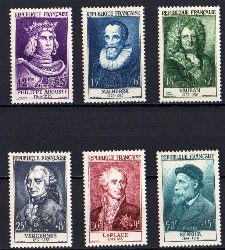 W0754 Франция 1955 известные французы как новые без наклеек и следов - Изображение 1 из 1