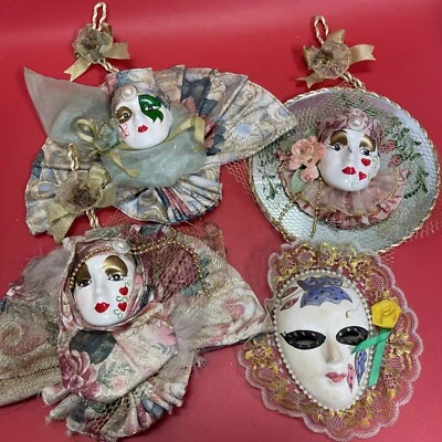 Ceramic Clown Jester Fan Style Ruff Venetian Style Decor Mask Lot 4 - Image 1 of 4