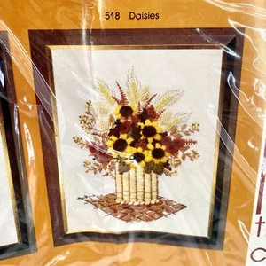 1978 Creative Circle Vintage Crewel Embroidery Kit Daisies Bouquet Design #518 - Picture 1 of 6
