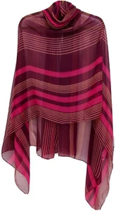 Coldwater Creek NWT Scarf Wrap Pareo Sheer Burgundy Pink Stripe Polyester 41x70 - Picture 1 of 7