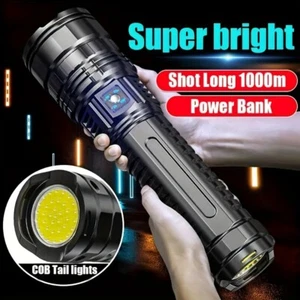 Super Bright COB Flashlight Rechargeable Outdoor Long Range Strong Light Camping - Picture 1 of 18