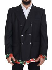 DOLCE & GABBANA Blazer Black Floral Double Breasted Coat IT56/US46/XL 3700usd