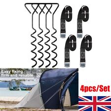 4PCS Heavy Duty Trampoline Anchor Ground Pegs Tie Down Kit Corkscrew Spiral UK