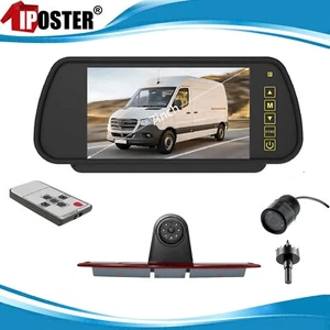 iPoster 7" Mirror Monitor 2x Rear Reversing Cameras For Benz Sprinter VW Crafter - Picture 1 of 24