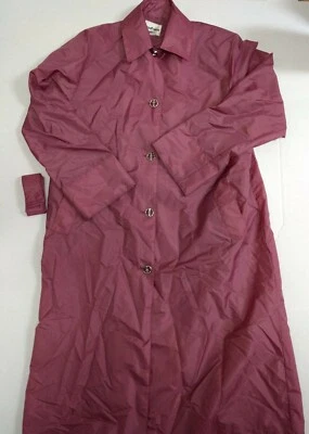 Vintage Aqua Sheen SZ M Raincoat Jacket Dusty Rose Long Sleeve Belted Button Up - Image 1 of 4