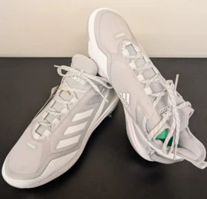 Herren Adidas Icon 7 Boost Baseball Stollen S23852 Metall Grau Weiß Größe 11,5 Neu - Bild 1 von 6