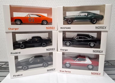 6 film auto Kitt Starsky e Hutch Fast and Furious Bullitt Sheriff 1/43 Norev - Immagine 1 di 2
