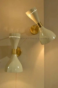 1950 Brass Wall lamp Diabolo Chandelier Italian Cone Stilnovo Sputnik Light Indu - Picture 1 of 3
