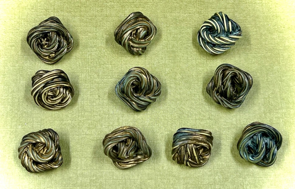 Antique Extruded Square Knot Celluloid Bakelite Collectible Buttons, Lot Of 10 - Image 1 of 4