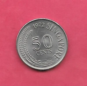 SINGAPORE KM5 1972 UNCIRCULATED-UNC MINT-BU OLD VINTAGE 50 CENTS COIN - Picture 1 of 1