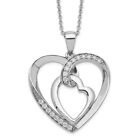 925 Sterling Silver Cubic Zirconia CZ My Heart to Yours 18 inch Chain Necklac...