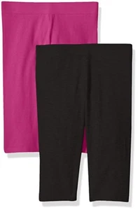Clementine Girl's Athletic Sport Capri Leggings 2 Pack, Black/Fuschia, Size 4 - Picture 1 of 2