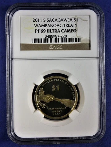 2011 S Sacagawea $1 NGC PF69 Ultra Cameo - Wampanoag Treaty Cover